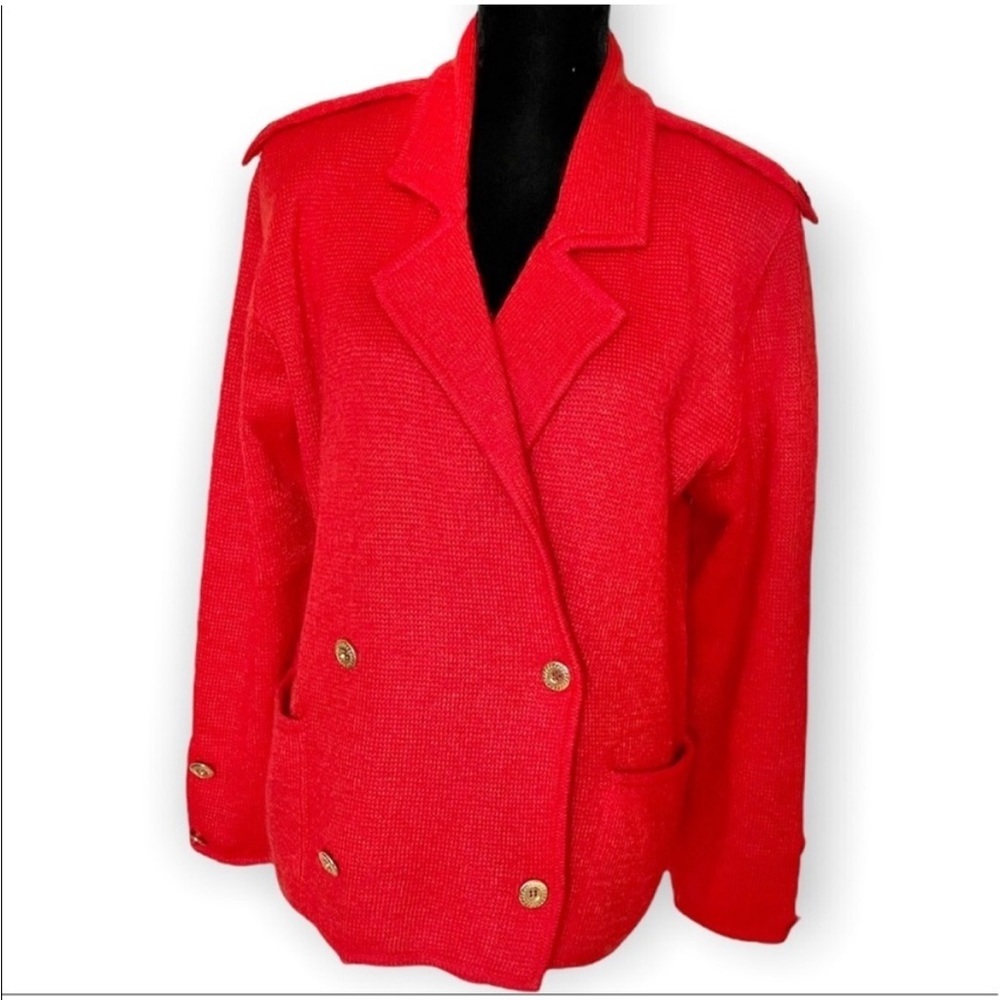 Celine women’s vintage double breasted wool sweater blazer 80’s size XL colorful